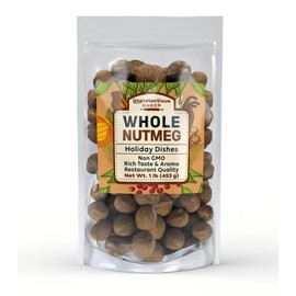 Unpretentious Whole Nutmeg, 1 lb, Gluten Free, Resealable Bag, Ideal for Holiday Dishes & Baked Goods