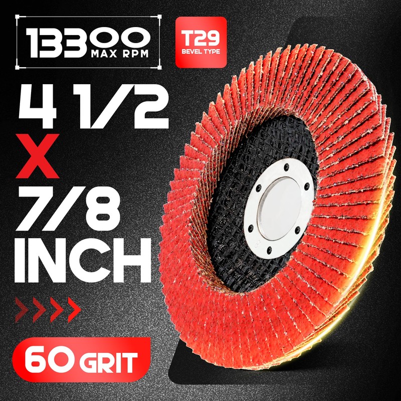 EZARC Ceramic Flap Discs 60 Grit, 4 1/2 x 7/8-Inch