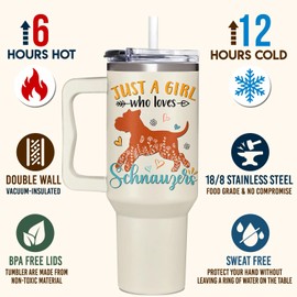 Couple Fox Schnauzer - Regalos para niñas y mujeres, regalos de Navidad y día de la madre para los amantes de Schnauzer, idea de regalo de cumpleaños para dueños de perros, vaso de 40 onzas con mango