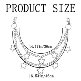 KuuGuu 2 PCS Hip Hop Pants Chain Star Punk Wallet Chain Rock Jean Pocket Chains Layered Metal Hollow Stars Keychains Fashion Handbag Decorative Waist Body Accessories for Women and Men （Silver）