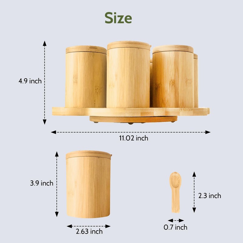 SLS Home essentiæls Set of 8 Bamboo spice Jars with