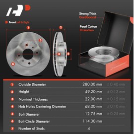 A-Premium Front & Rear Disc Brake Rotors and Ceramic Pads Kit & Wheel Bearing and Hub Assembly Compatible with Nissan Altima 1993-2001, Sentra 2000-2001 & Infiniti G20 1999-2001, 12-PC Set