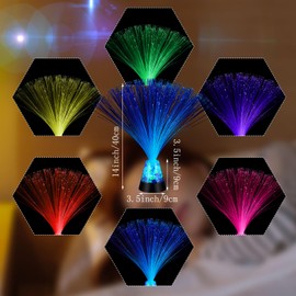 Retisee 4 Pieces Fiber Optic Lamp with Crystal Base 14inch Sensory Lights Color Changing USB Battery Powered Fiber Optic Lights for Room Wedding Party Decoration