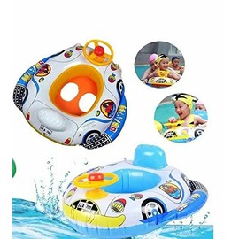 Mr. Gadget Solution Inflatable Baby Seat Children swimming car seat with steering Sit Me Up Inflatable Baby Seat, Recommended For Ages 6 Months -36 Months with Adult Supervision - Random Colour, Blue