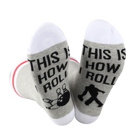 KUIYAI Funny Bowling Gift Bowler Gift Ball Socks For for Bowling Lovers, Sport Lover, Player(i rollBowling)