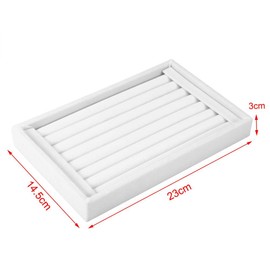 Bandeja de Pantalla de Anillo de 4 Colores Ranura Bandeja de la joyería de la Moda Organizador Titular Caja Caja, Pelusa + Tablero de Material Compuesto + Esponja (Blanco)
