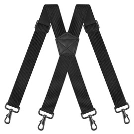 JTOOYS Braces for Men, Wide Elastic Shaped Men's Braces with Very Strong Adjustable Metal Clip, One Size Fits All Men, Black-4 Hooks