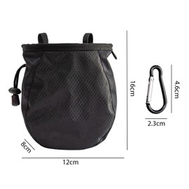 SLEEKEE 1 x Black Climbing Chalk Bag with 1 Black Mountaineering Metal Buckle, Climbing Equipment, Adjustable Chalk Bag, Multifunctional Powder Bag, Suitable for Fitness Gymnastics
