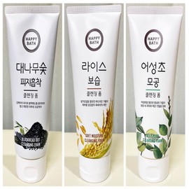 Happy Bath Cleansing Foam 200g Select 1: Bamboo Charcoal Sebum Absorbing Rice Moisturizing Houttuynia Cordata Pore Care, 1 Pack / 해피바스 해피바스 클렌징폼 200g 택1 대나무숯 피지흡착 라이스 보습 어성초 모공, 1개