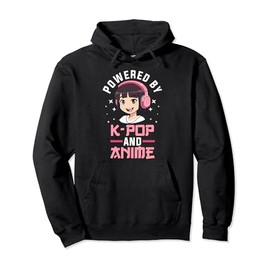 Powered by K-pop and Anime Kpop Merch Merchandise Gift Pullover Hoodie