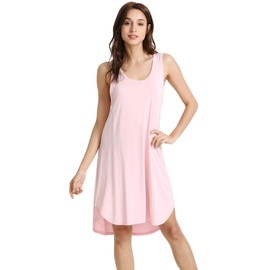WiWi Viscose from Bamboo Nightgowns for Women Soft Sleeveless Tank Sleep Shirts Plus Size Sleepwear Night Dress S-4X, Pink, Medium