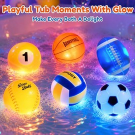 Baby Bath Toys,Bath Toy for 1 2 3 Year Old,Light up Bath Toys,Toys for 1 2 Year Old Boy Girl Gifts,6 Pack Balls Bath Toy for 1 Year Old,Toddler Bath Toys,Mould Free Bath Toys,Kids Bath Toy