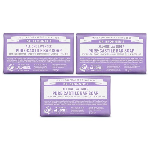 Dr. Bronner Magic Soap Bar, Lavender, Solid Type, 4.9 oz