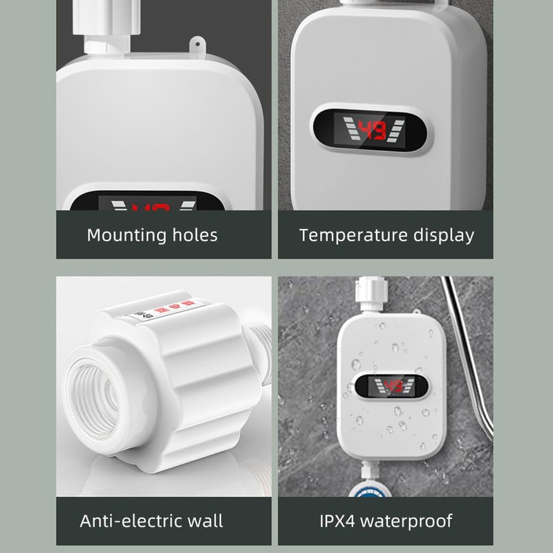 Vislone Instant Water Heaters LCD Digital Display Thermostatic Shower Water
