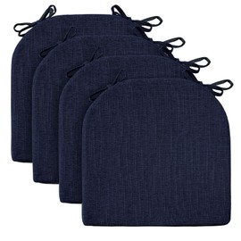 Wellsin Chair Cushions for Dining Chairs 4 Pack - Kitchen Chair Cushions with Ties and Non-Slip Backing - Dining Chair Pads 16"X16"X2", Navy