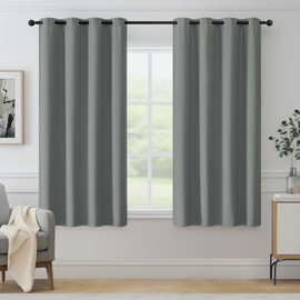 Beauoop Blackout Curtains for Bedroom Grey Curtains 54 Drop Herringbone Textured Eyelet Curtain for Living Room Thermal Insulated Noise Reducing Window Curtain Drapes 2 Panels