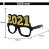 SWYOUN 2PCS 2021 Gold Glitter Eyeglasses Happy New Year's Eve