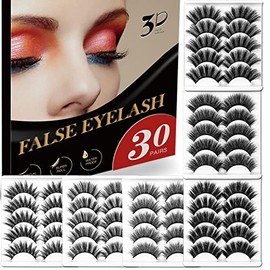 30 Pairs of 3D 6D False Eyelashes Kit Dramatic Soft Thick Handmade False Eyelashes with 6 Kinds Different Density for Women and Girls Natural Look