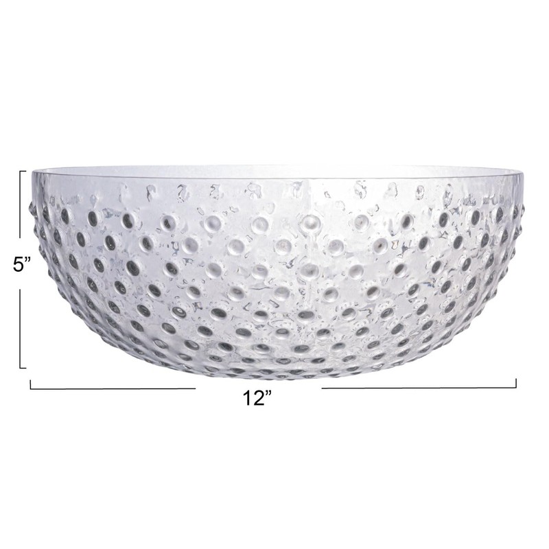 Creative Co-Op Round Glass Hobnail Serving Bowl, Clear