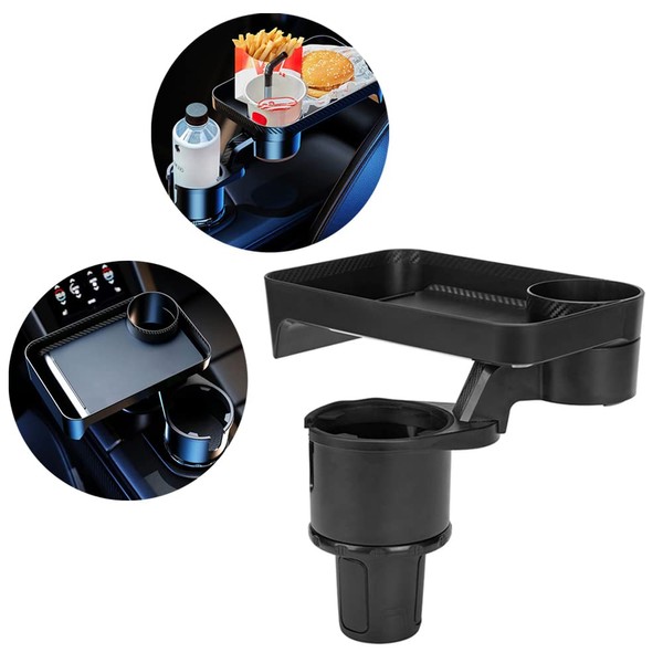 Blueshyhall Car Cup Holder Expander and Attachable Tray, 360 Degree