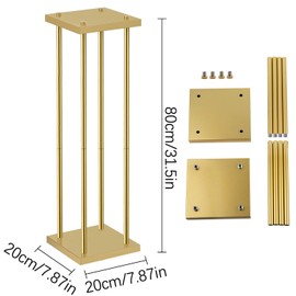 VINCIGANT 2pcs 31.5inch Rectangular Gold Metal Wedding Flower Stand Vase Column Stand Geometric Centerpiece Flower Display Rack for T-Stage Party Event, Home, Party Decorations