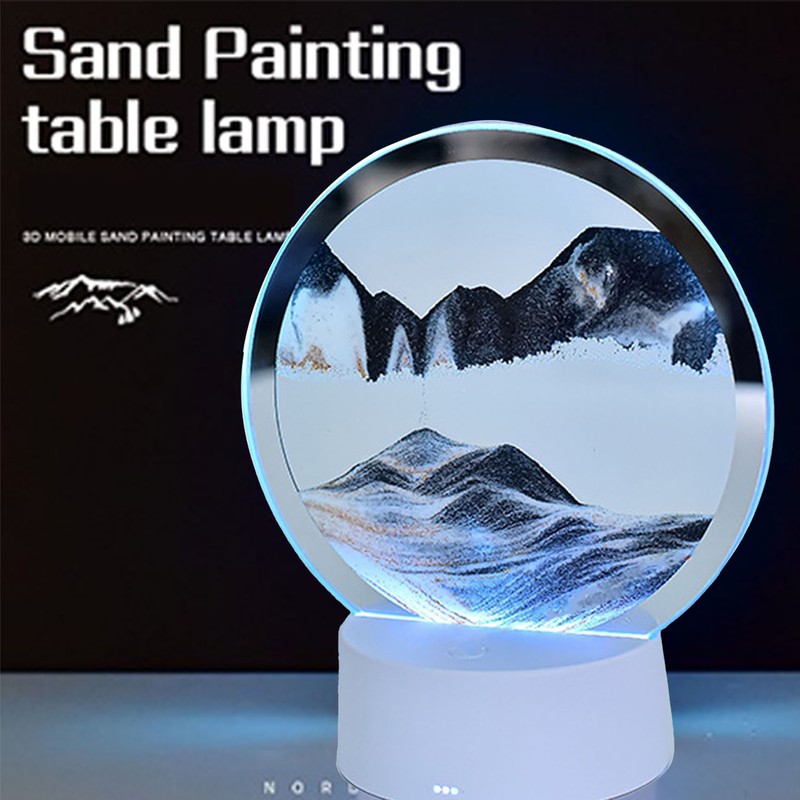 Sand Painting Table Lamp 7 Color 3D Hourglass Table Lamp