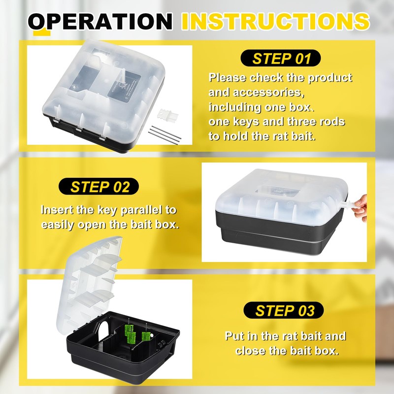 Qualirey 2 Pcs Rat Bait Stations with Keys 11.22 x