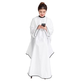 BIUDECO Haircut Cape with Sleeves Durable Pongee Cloth Salon Hairdressing Tool for Men and Women Elegant White Design for Home Professional Use