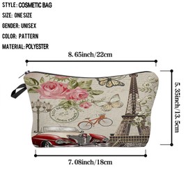 Livel lhood Paris Eiffel Tower Makeup Bag Cute Small Makeup Organizer Travel Toiletry Zipper Pouch Birthday Christmas Souvenir Gift Eiffel Tower Vintage Cosmetic Bag for Women Friends