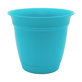 The HC Companies Eclipse Round Planter With Saucer - Outdoor & Indoor Plant Pot with Drainage Holes - Lightweight, UV-Resistant Plastic Pots For Plants, Flowers & Herbs (6" Teal, Pack of 1)