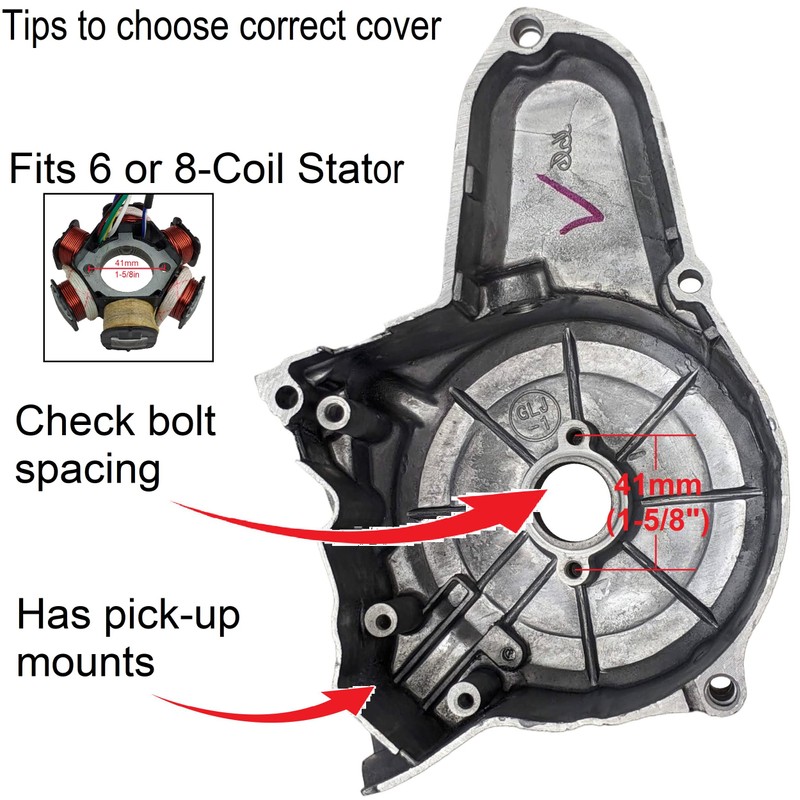 RedCap Left Side Stator Cover for 6-Coil Stator Engines Compatible