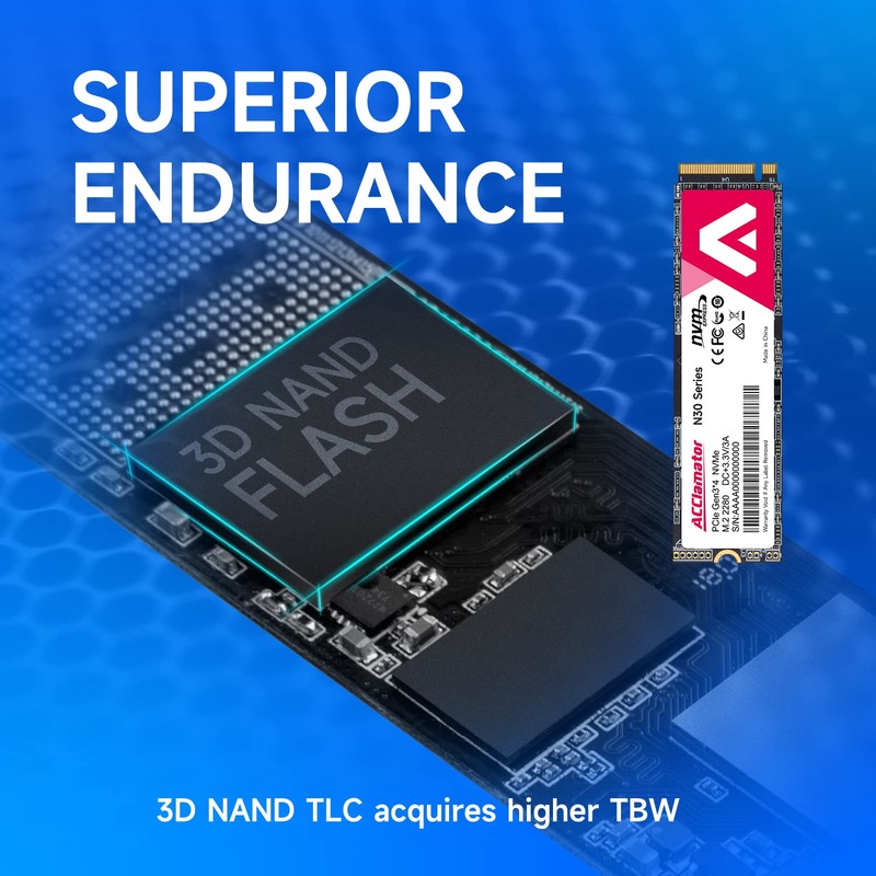 Acclamator 512GB SSD NVMe M.2 2280 PCIe Gen3x4 Internal Solid