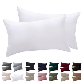 Soifox Set of 2 Pillowcases, 40 x 80 cm, White, 100% Microfiber, Non-Iron and Wrinkle Free, with Zip