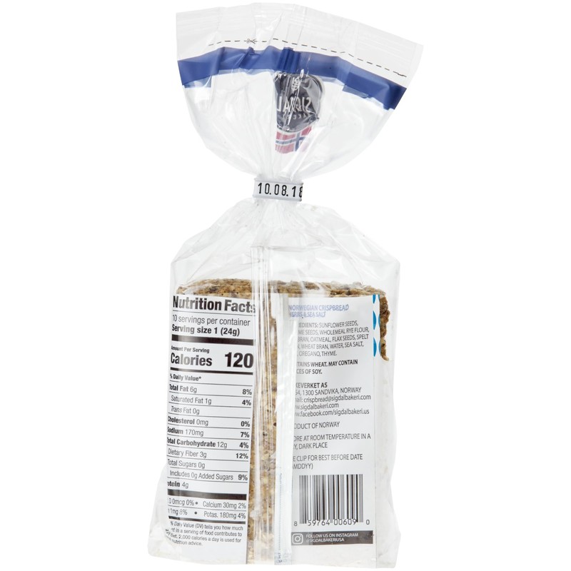 Sigdal Bakeri Herbs & Sea Salt Norwegian Wholegrain Crispbread |