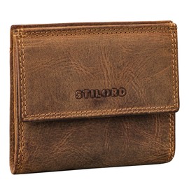 STILORD 'Monew' Vintage Leather Wallet Small with RFID Wallet Men's Mini Wallet Women's Slim Wallet with Coin Compartment Genuine Leather Wallet with Gift Box, Bergamo - Brown, S, coin purse