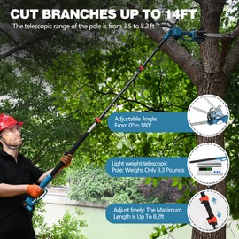 JOVANT Electric pole, Cordless Electric Mini Chainsaw & Pole Saw, 8''&12'' Cordless Pole Chainsaw for Tree Trimming, 15 ft Extension Pole (Pole Only)