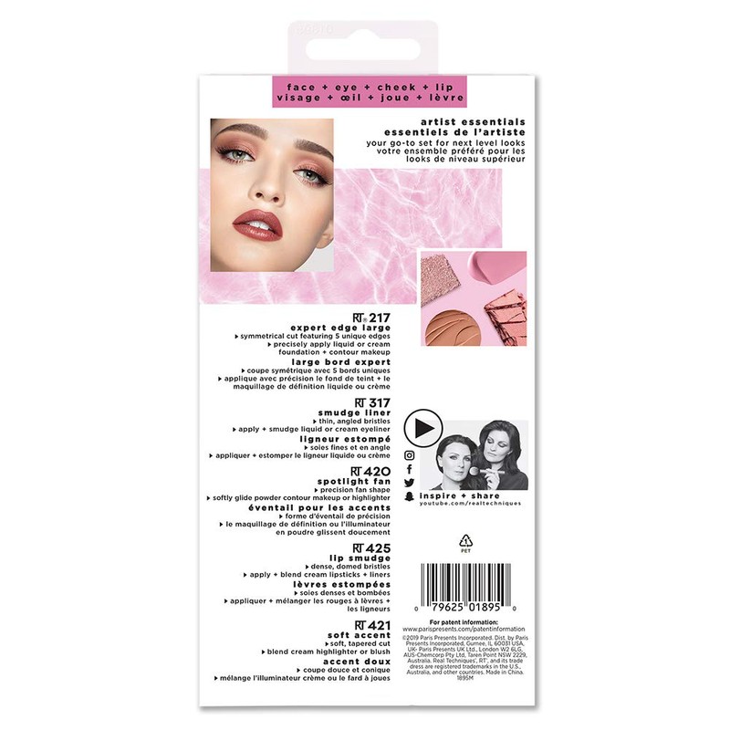 Real Techniques Artist Essentials Makeup Brush Set, For Foundation, Blush,