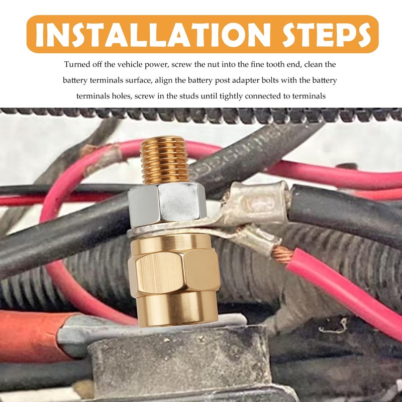 2 Set Side Post Battery Terminal Extension Bolt with Nuts,3/8"-16