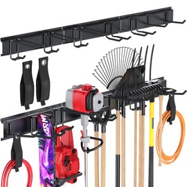 Garage Storage, Wall Mount Tool Storage Rack, 48 Inch Heavy-Duty Garage Organization Hook Set with Adjustable Rails, Tool Organizers and Storage Broom Holder Wall Mount, Gifts for Men