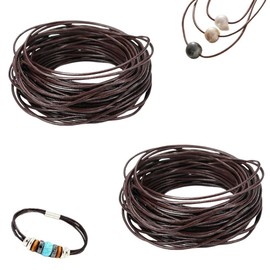 2 Roll 2mm x 11Yard Leather Cord,Round Leather String,Retro Brown Leather Lace,Leather Rope Cord Leather Twine for Bracelets,Necklaces,Jewelry Making and Crafts,Shoelaces,Braided Bracelets