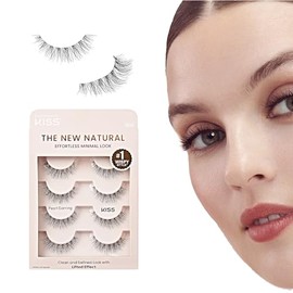Pestañas postizas 4 Pares de pestañas de volumen natural de 12 mm The New Natural Kiss Reusables Larga Duración Fáciles de aplicar, cómodas, con un look minimalista y sin dañar las pestañas naturales
