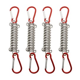 Vastsea Pack of 4 Spring Spring Spring Awning Spring Buckle, Outdoor Camping Tent Rope Buckle Tent Rope Adjuster Elastic Steel Canopy Red