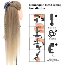 Training Head, Dansee Meibr 26-28 Inch Hairdressing Head 100% Synthetic Fiber Cosmetology Mannequin Dolls Head with Free Clamp for Braiding Stying (brown)