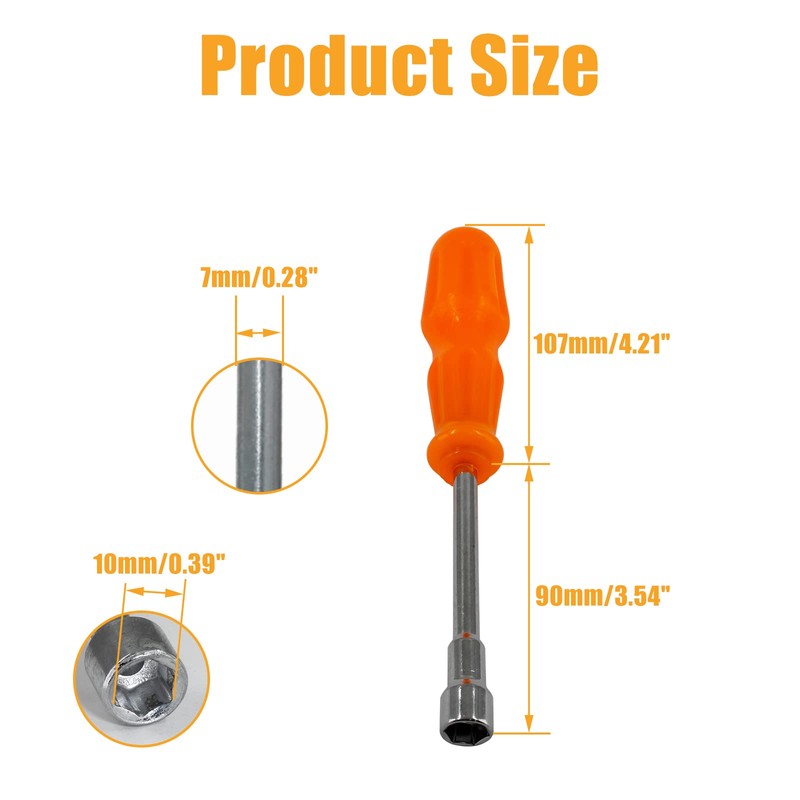 Biaungdo 10mm Socket Wrench Screwdriver, High-Carbon Steel Hexagon Nut Driver