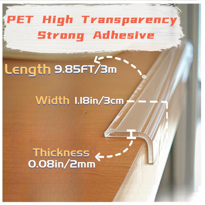 Clear Self Adhesive Edge,1.18in Width x118.2in Length,(3cmx3m) Self-Adhesive Table Edge