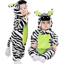 LOLANTA Unisex Baby Zebra Costume, Toddler One-Piece Hooded Animal Fancy Dress Romper, 18-24 Months,Tag 90