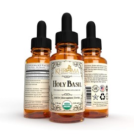Organic Holy Basil - 2 oz Liquid Dietary Supplement - 30 Maximum Strength Servings - Khroma Herbal Products