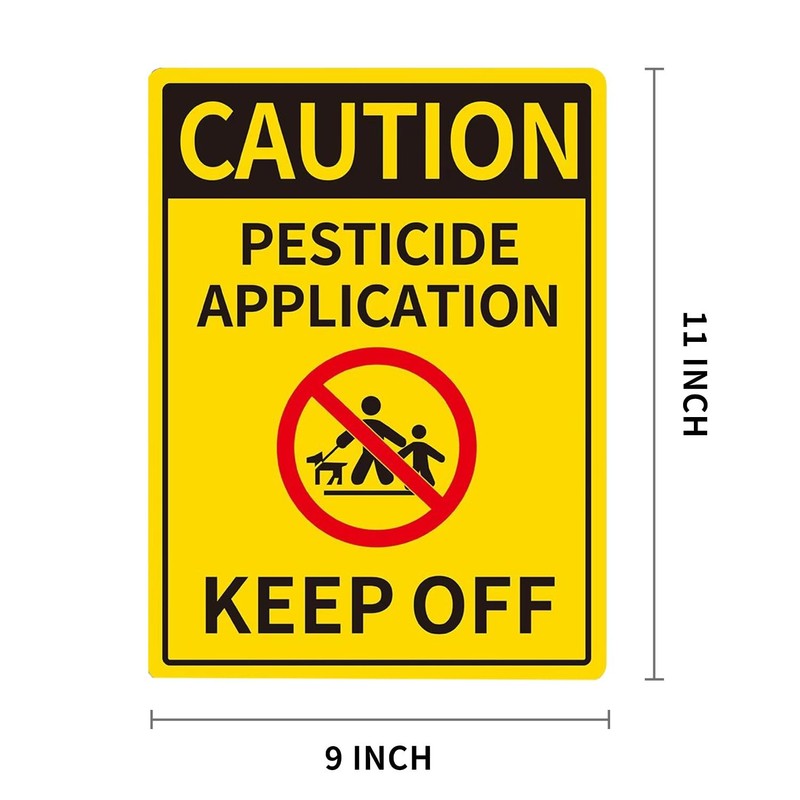Caution Pesticide Application Keep Off Sign,12.6"x9.5" Corrugated Plastic with Stake