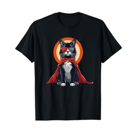 Cool Cat with multicolor Sunglasses and Hero Cape T-Shirt