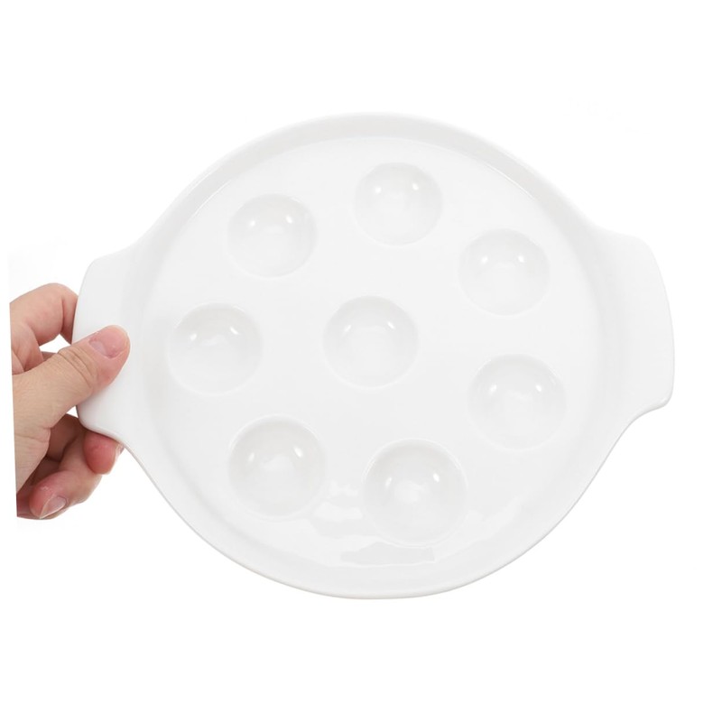 LIFKOME 2pcs Ceramic Escargot Baking Dish French Style Snail Platter